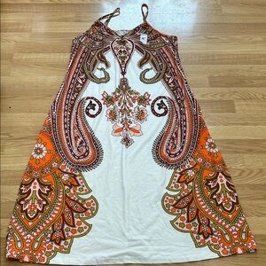 403.    SHEIN Orange, White & Brown Paisley Maxi Dress